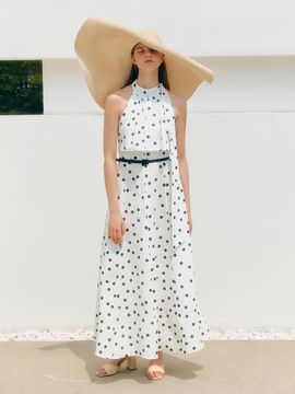 BAU by Bride And You ELISHA Polka Dot Halter Neck Maxi Dress_White