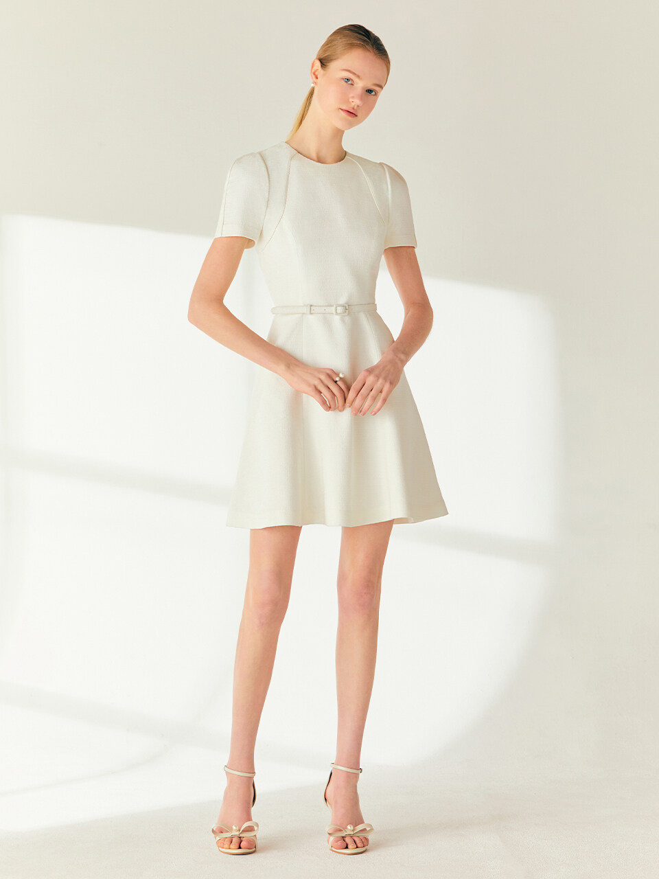 BAU by Bride And You Jenna Round Neck Flared Tweed Mini Dress
