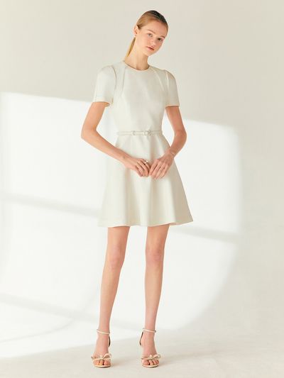 BAU by Bride And You Jenna Round Neck Flared Tweed Mini Dress
