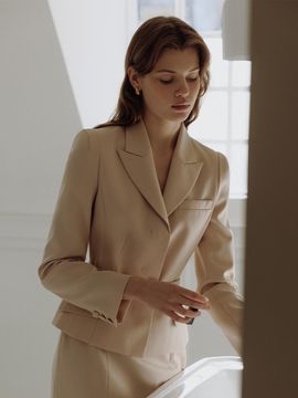 BAU by Bride And You KATE Single breasted belted tailored blazer (Beige/Black)