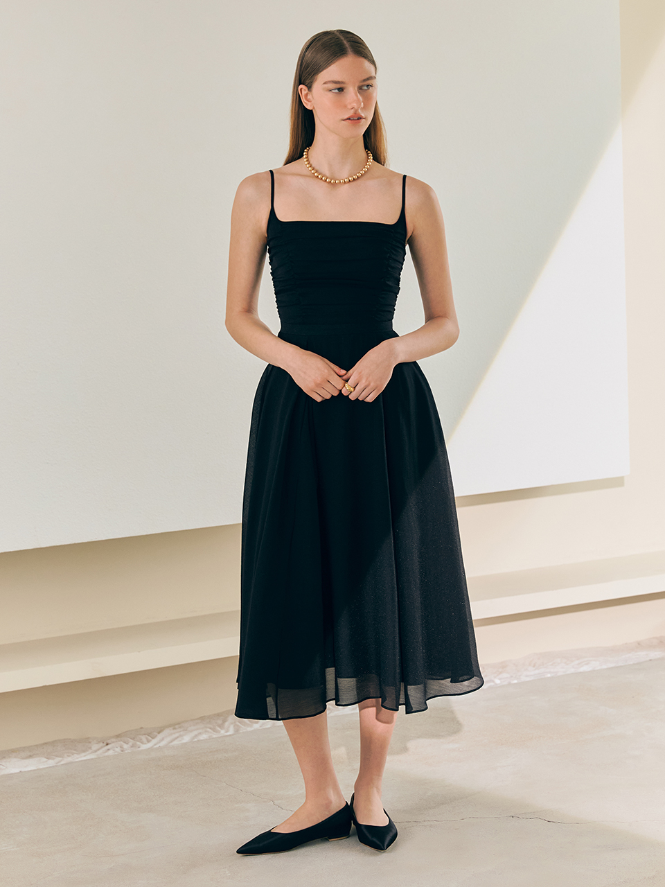 BAU by Bride And You LAINIE Shirring Detailed Flared Long Dress
