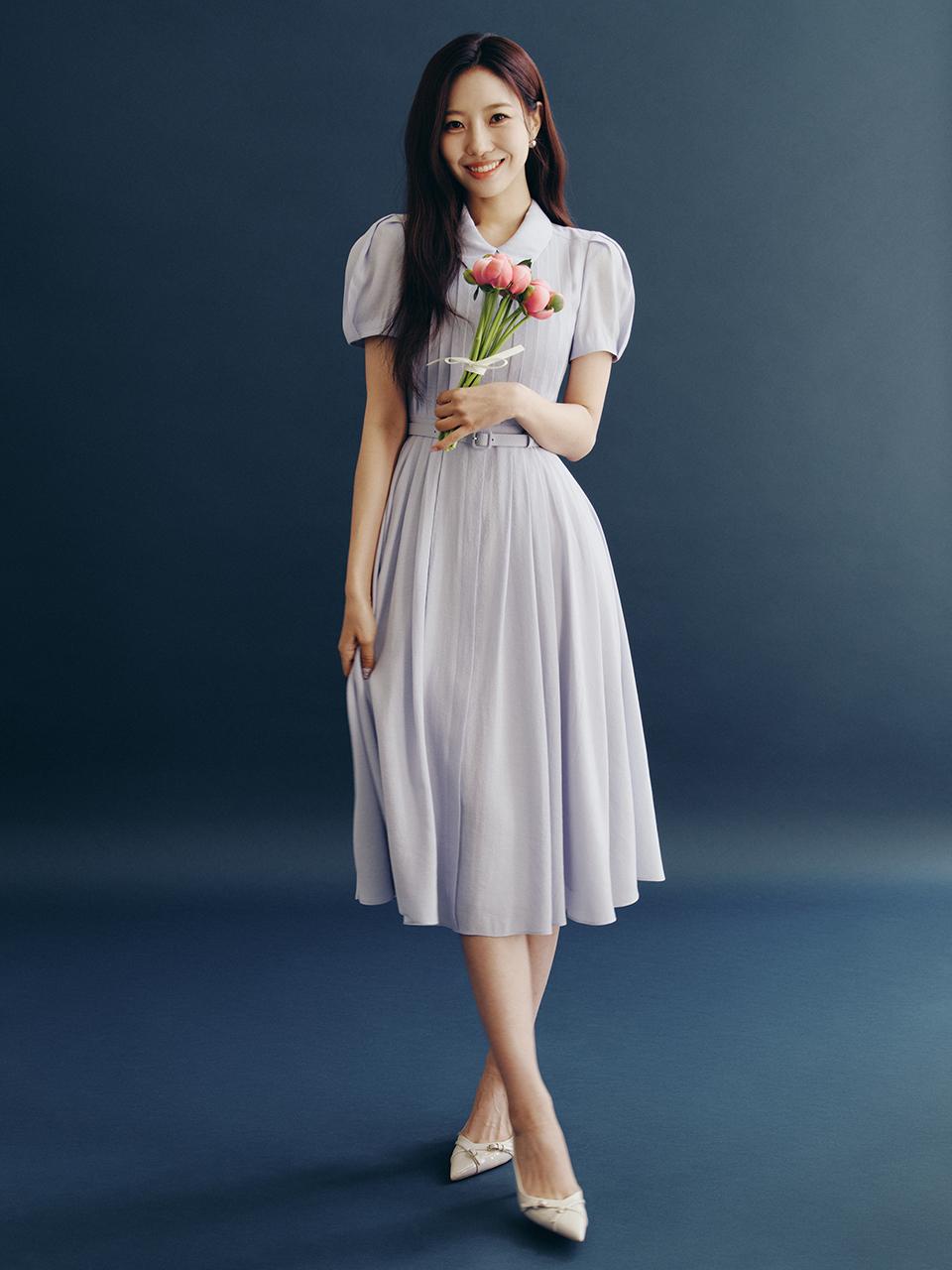 BAU by Bride And You LILITH Stand Collar Pin Tucked Long Dress