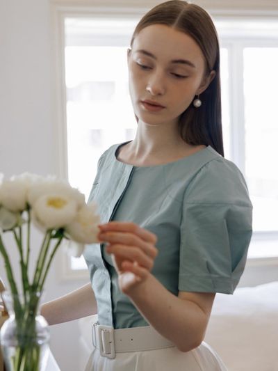 BAU by Bride And You LYRA Puff Short Sleeve Peplum Blouse