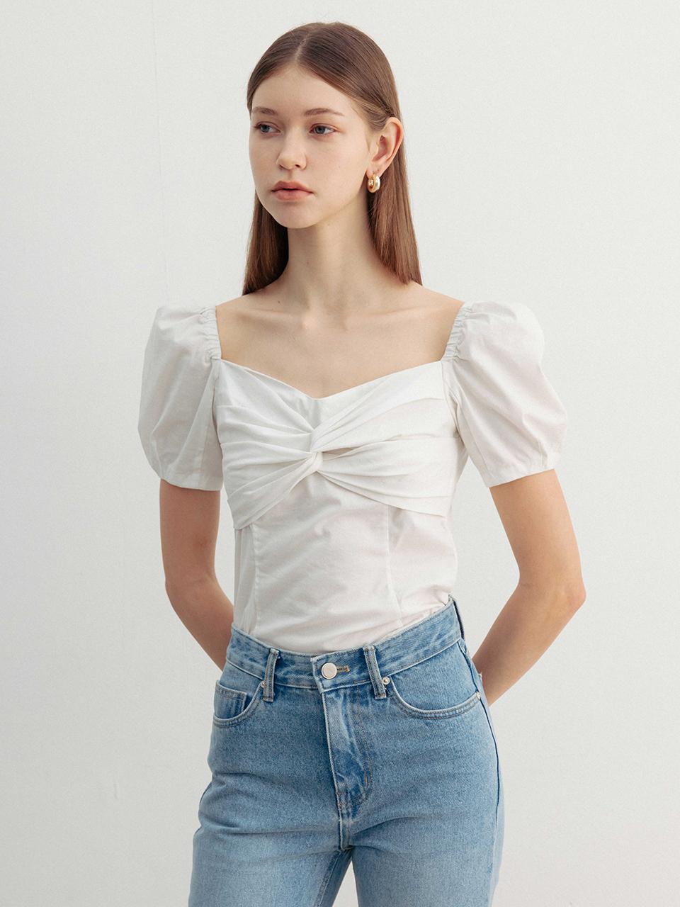 BAU by Bride And You NANCY Twisted ribbon detailed blouse [Off white]