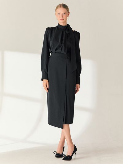 BAU by Bride And You RAINA Tie-neck H-line Dress _Black