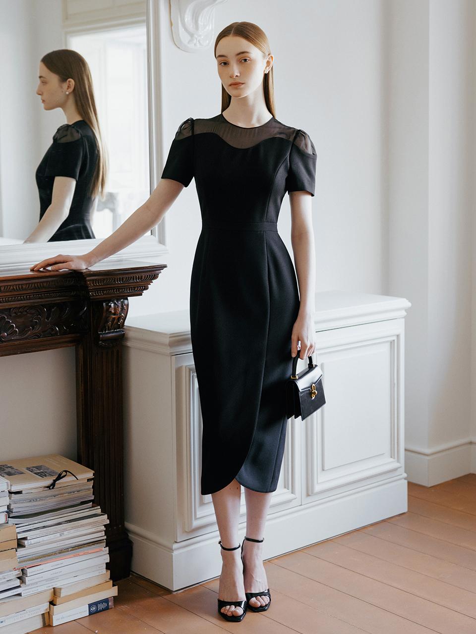 BAU by Bride And You SAYLOR Chiffon Contrast Tulip Long Dress_Black