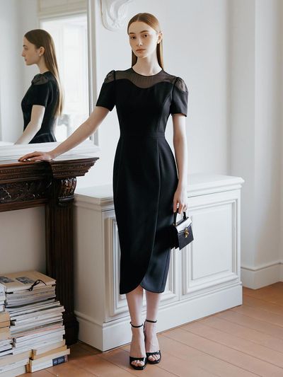BAU by Bride And You SAYLOR Chiffon Contrast Tulip Long Dress_Black