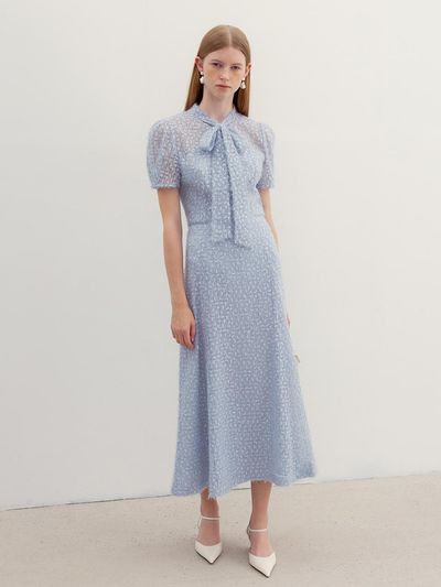BAU by Bride And You [SET]LILLE Feather lace ribbon tie short sleeve bl