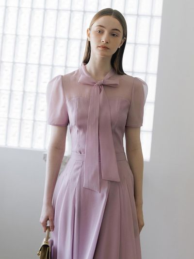 BAU by Bride And You [SET]LILLIE Ribbon Tie Blouse + WILLOW Flare Skirt