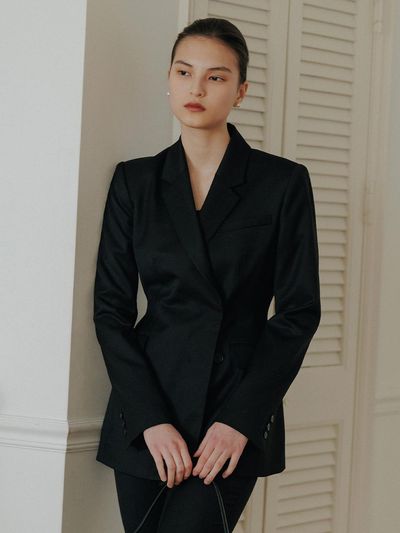 BAU by Bride And You TRINITY  Double Breasted Tailored Blazer - Black