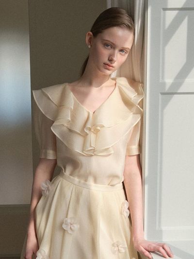 BAU by Bride And You VALLERIE Organza Ruffle Blouse [Light Brown]