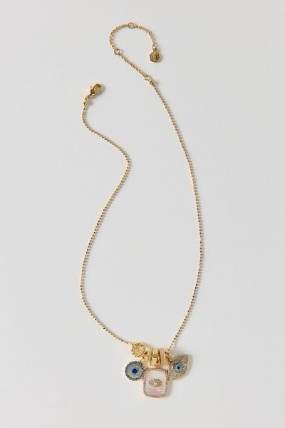 BaubleBar BaubleBar Evil Eye Charm Necklace in Gold, Women's at Urban Outfitters