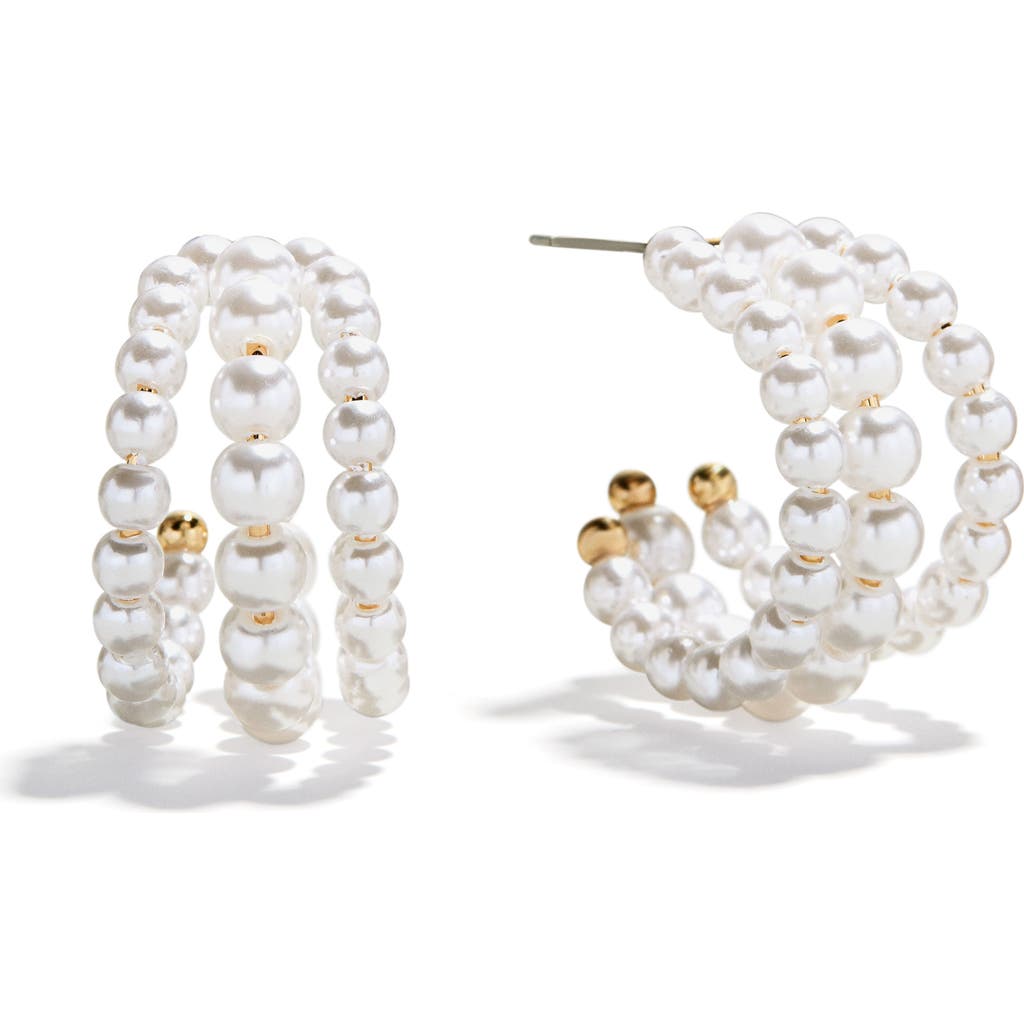 BaubleBar BaubleBar Halia Faux Pearl Hoop Earrings 