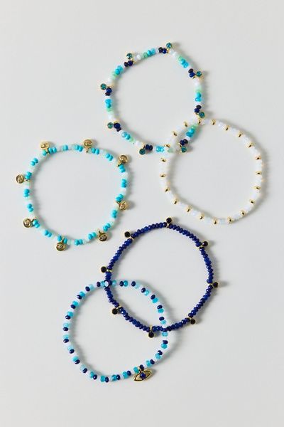 BaubleBar BaubleBar Indya Evil Eye Layered Bracelets Set in Turquoise, Women's at Urban Outfitters