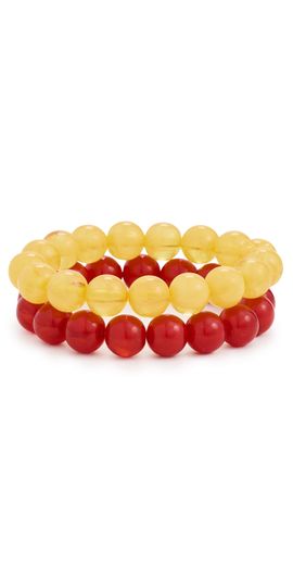 BaubleBar BaubleBar Jane Warm Toned Beaded Bracelet Set Red One