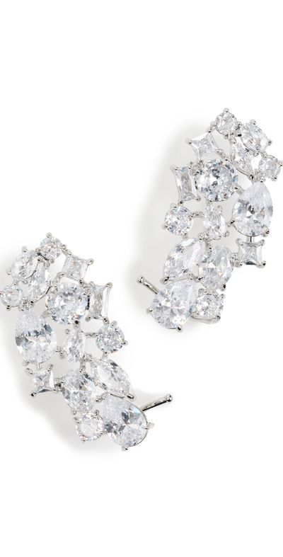 BaubleBar BaubleBar Jazz Crystal Crawler Earrings Silver One