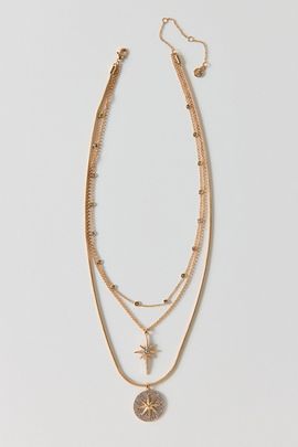 BaubleBar BaubleBar Lyra Celestial Layered Necklace in Gold, Women's at Urban Outfitters