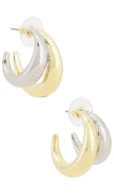 BaubleBar BaubleBar Mixed Metal Double Hoop Earrings