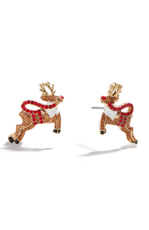 Orecchini A Bottone Gelvtic Renna Di Cristallo – Per Donna, Argento, Con Zirconi, In Confezione Regalo, Per Natale E San Valentino