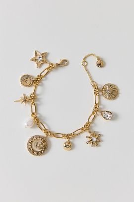 BaubleBar BaubleBar Star Power Celestial Charm Bracelet in Gold, Women's at Urban Outfitters