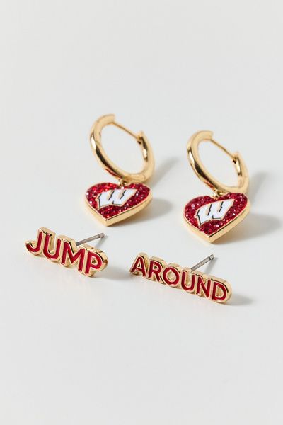 BaubleBar BaubleBar University Of Wisconsin Earrings Set in Red, Women's at Urban Outfitters