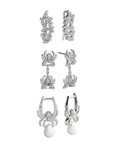 Baublebar Baublebar Verbena Pave & Imitation Pearl Web Earrings, Set of 3