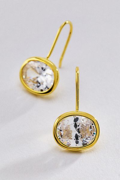 BaubleBar Fallon Bezel Oval French Hook Earrings