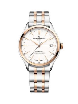 Baume & Mercier Women's Clifton Baumatic Stainless Steel & Rose Gold Capped Bracelet Chronometer Watch