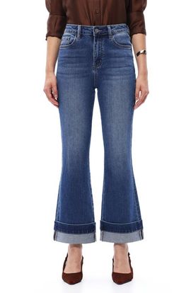 Bayeas Bayeas Cuffed High Waist Ankle Flare Jeans