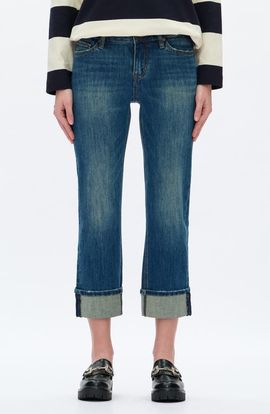 Bayeas Bayeas Cuffed Low Rise Crop Straight Leg Jeans