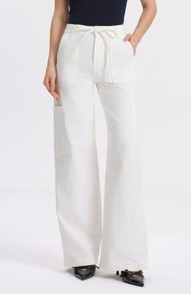 Bayeas Bayeas Drawstring High Waist Wide Leg Cargo Jeans