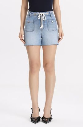 Bayeas Bayeas Drawstring Raw Hem High Waist Denim Shorts