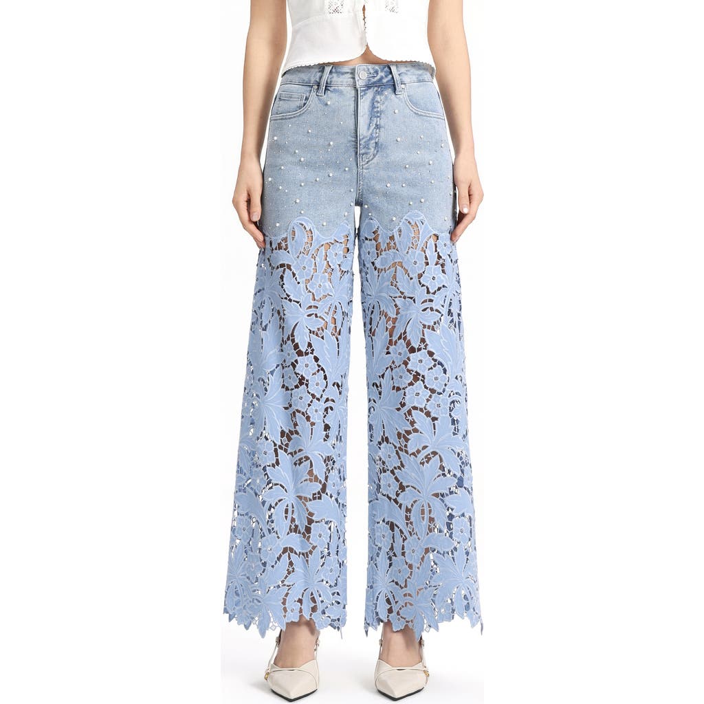 Bayeas Bayeas Embellished Eyelet High Waist Wide Leg Jeans