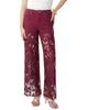 Bayeas Bayeas Embroidery High Rise Wide Leg Lace Jeans with Rhinestone in Wine - 1