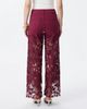 Bayeas Bayeas Embroidery High Rise Wide Leg Lace Jeans with Rhinestone in Wine - 4