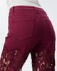 Bayeas Bayeas Embroidery High Rise Wide Leg Lace Jeans with Rhinestone in Wine - 6