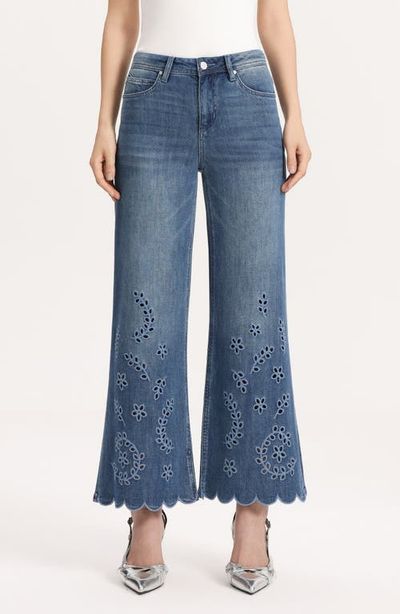 Bayeas Bayeas Eyelet Scallop Hem Ankle Flare Jeans