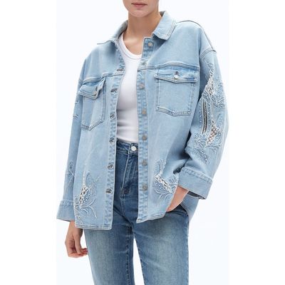 Bayeas Bayeas Floral Embroidered Denim Shirt Jacket