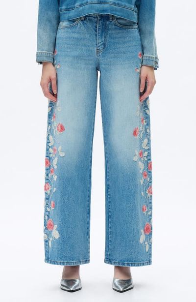 Bayeas Bayeas Floral Embroidered High Waist Barrel Leg Jeans