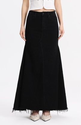 Bayeas Bayeas Fringe Denim Midi Skirt