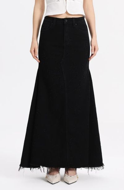 Bayeas Bayeas Fringe Denim Midi Skirt
