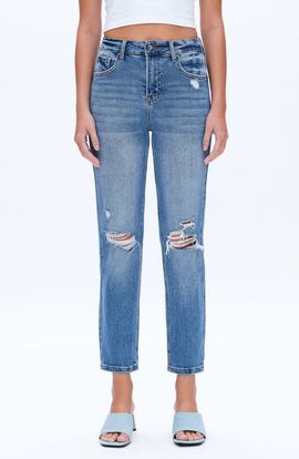 Bayeas Bayeas High Waist Ripped Straight Leg Jeans