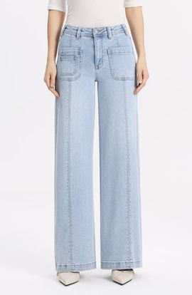 Bayeas Bayeas Patch Pocket Mid Rise Wide Leg Jeans