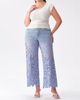 Bayeas Bayeas Plus Embroidery Wide Leg Lace Denim Jeans with Pearl in Clearstrand - 3