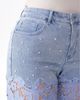 Bayeas Bayeas Plus Embroidery Wide Leg Lace Denim Jeans with Pearl in Clearstrand - 6