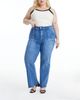 Bayeas Bayeas Plus High Rise Straight Leg Raw Edge Denim Jeans Stretch Comfortable in Bluelover - 3
