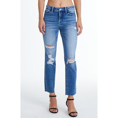 Bayeas Bayeas Raw Hem Ripped Straight Leg Jeans