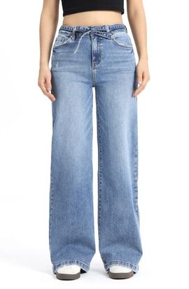 Bayeas Bayeas Tie Belt High Waist Wide Leg Jeans