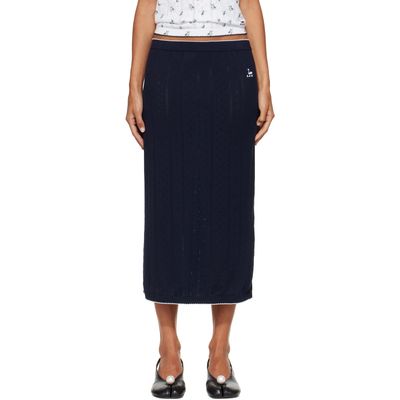 B.B. Wallace B.B. Wallace Navy Serra Midi Skirt