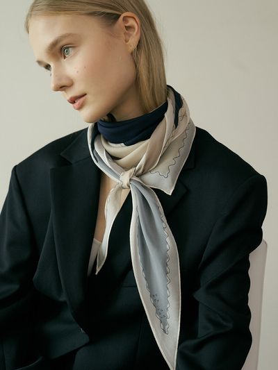 BB’DE SOLI’DE Elfo Chiffon Silk Scarf _Navy